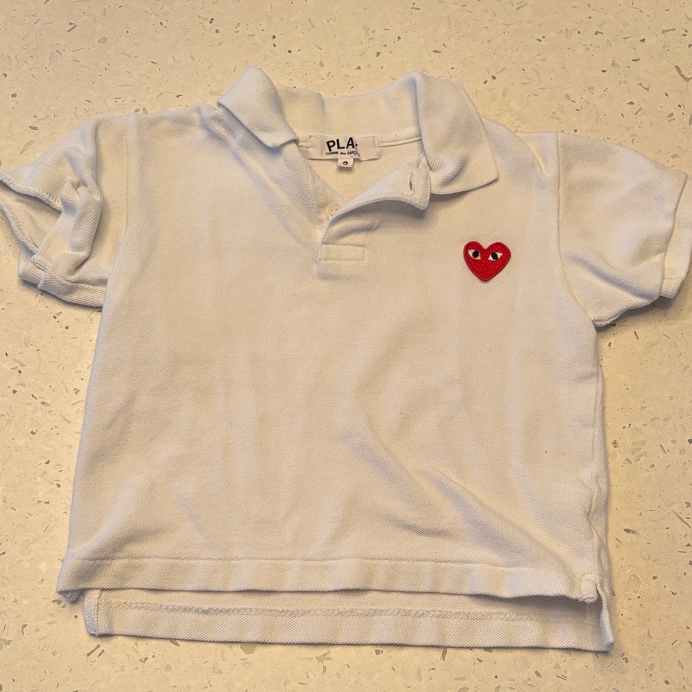 Comme des Garcons PLAY White Polo with Red Heart